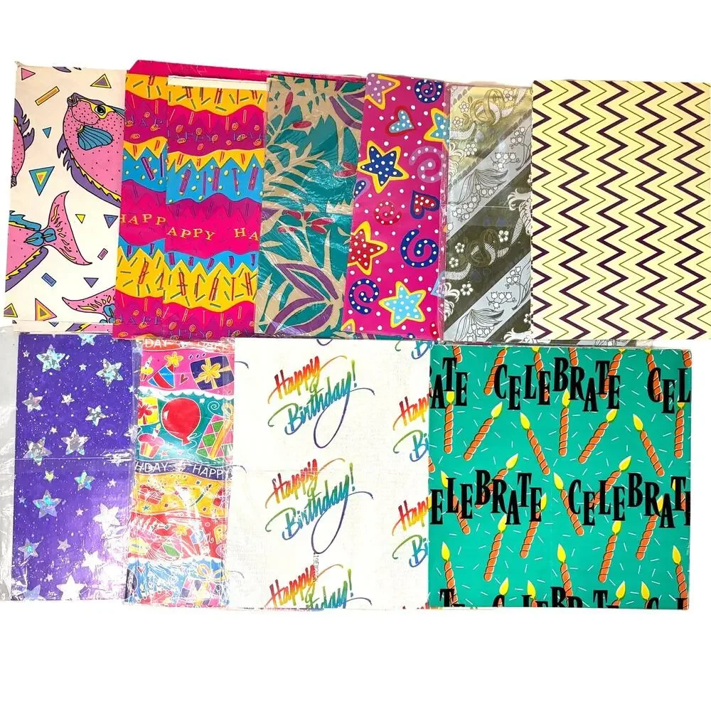 Vntg 90s Y2K Wrapping Paper Gift Wrap Lot 14 oz Scrapbook Junk Journal